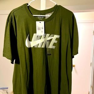 Olive green Nike t-shirt.